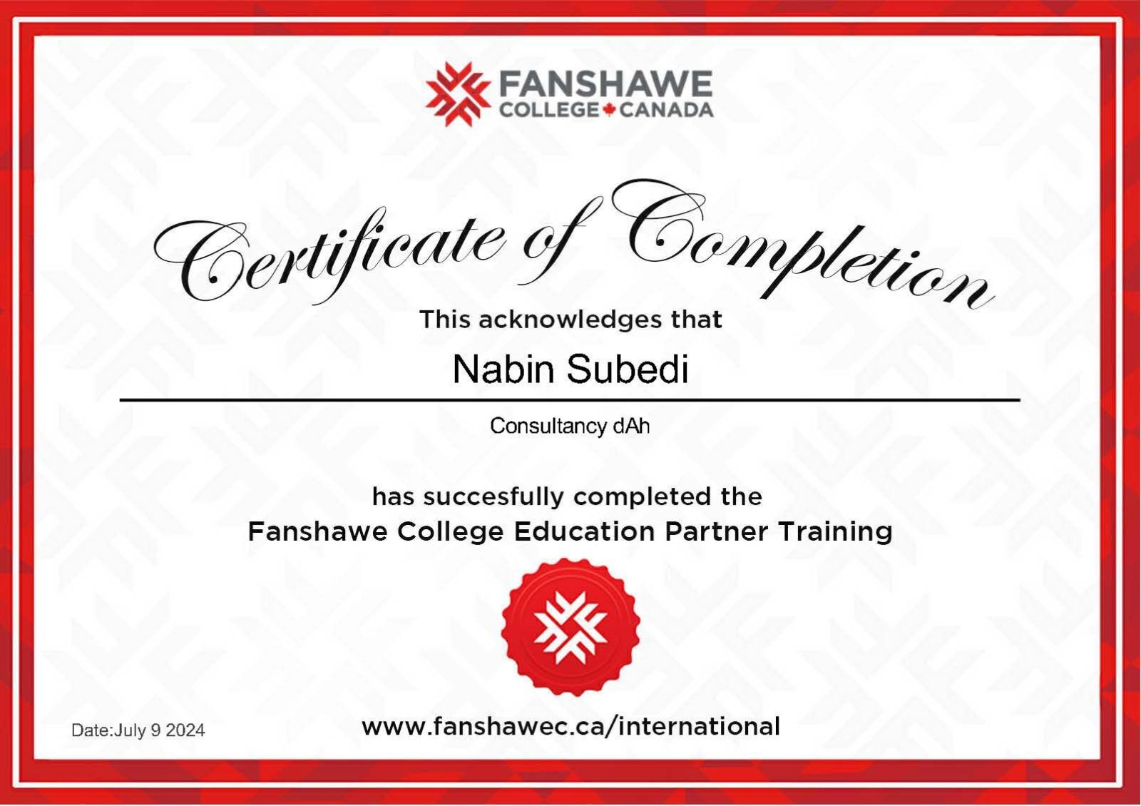 Certificate of Completion