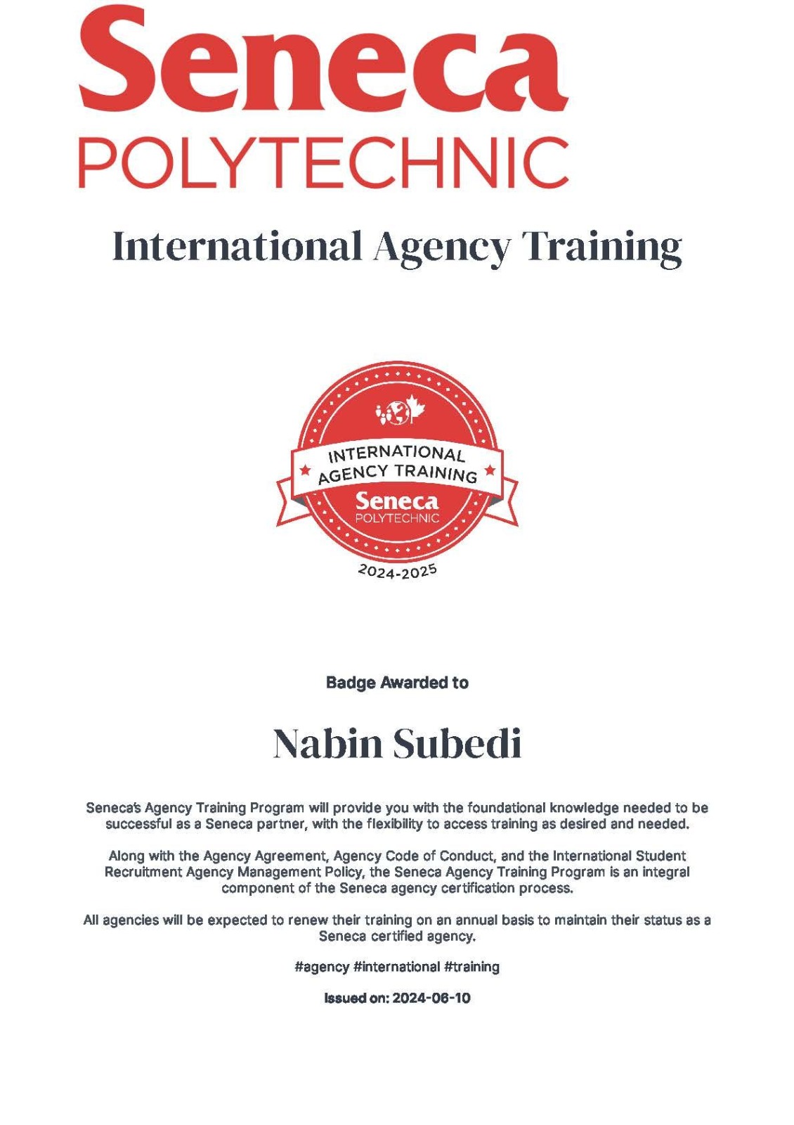 International Agency Training